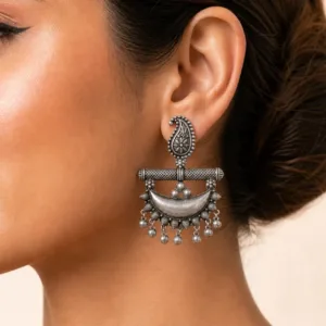 Crescent Half Moon Chandbali Earrings