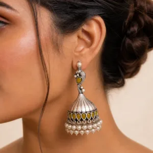 Yellow Stone Temple Jhumka Earrings